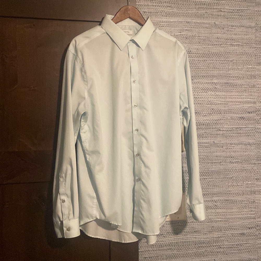 Calvin Klein Mens Slim Fit Light Blue Dress Shirt | 17 1/2, 34/35
